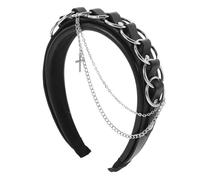 Healvian Diadema Gótica Para Mujer Con Accesorios Punk Cabello Decoración Gótica Para Fiestas De Temática Oscura Hecha De Material Resistente Con Detalles De Cadena y Cruz