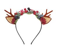 Healvian Diadema Navideña Astas de Ciervo y Frutos Tocado Cabello para Celebraciones de Navidad