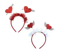 Healvian Diadema para Fiesta de San Valentín 2 Piezas Corazón y Alas Accesorios Cabello Delicados para Bodas Diseño Ligero y Cómodo para Uso Prolongado