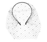 Healvian Diadema Velo de Malla Negra para Mujer Accesorio Cabello Pedrería Hipoalergénica y Elegante para Bodas y Fiestas Nocturnas