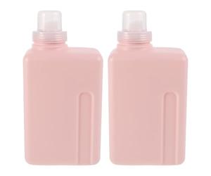 Healvian Dispensador de detergente para ropa de 2 unidades de 1000 ml: Botellas rellenables para detergente líquido - Recipiente cuadrado - Dispensador a prueba de fugas, organizador de champú de