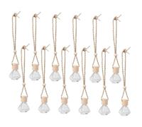 Healvian Envase De Perfume Transparente Tapa De Madera y Cuerdas Colgantes 12 Piezas 30 Ml Compacto Reutilizable Para Coche y Decoración