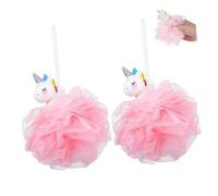 Healvian Esponjas de Baño Unicornio para Niñas 2 Piezas Limpieza Delicada y Espuma Rica en Color Rosa Hechas de Pp y Pe para Cuidado Corporal Diario