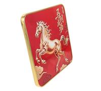 Healvian Estatua Decorativa de Caballo Marco Dorado 20x20 Cm para Decoración de Mesa en Oficina y Hogar, Adorno Coleccionable para Año Chino, Símbolo de Buena Suerte y Prosperidad