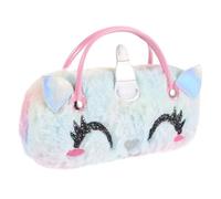 Healvian Estuche para Gafas De Unicornio De Peluche Colorido Portátil Resistente para Niñas Diseño Divertido con