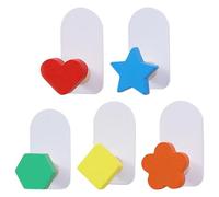 Healvian Gancho para Abrigos Infantil de Pared 5 Ganchos Metálicos Coloridos y Base de Madera Maciza, Adecuado para Colgar Ropa, Bolsos y Sombreros en Dormitorios y Baños Estilo Aleatorio