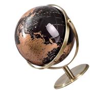 Healvian Globo Terráqueo Giratorio para Mesa de Estudio 20 Cm, Decoración Educativa de Escritorio en Color Negro Dorado, Adorno Topográfico Interactivo para Enseñanza de Geografía