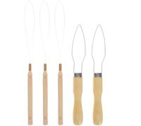 Healvian Herramienta Manual para Hacer Collares y Tobilleras de Cuentas Juego Portátil de 5 Enhebradores Mango de Madera Agujas para Abalorios de Distintos Tamaños Accesorio para