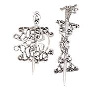 Healvian Horquillas Pelo De Mujer Vintage y Étnicas De Aleación, Pinzas Creativas Para Cabello, Accesorio Tradicional Para Damas, Novias y Uso Diario, Pack 2 Piezas Estilo Vikingo y Nudo Tradicional