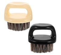 Healvian Juego de 2 Cepillos para Barba y Cuello con Cerdas de Cerda de Jabalí, Cepillo Profesional Negro y Blanco para Cuidado y Peinado del Vello Facial, Accesorio Esencial para Barbería