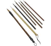 Healvian Juego de 7 Pinceles de Caligrafía China para Principiantes Set Tradicional Cerdas Suaves de Pelo Natural Mango Largo Ligero Adecuado para Pintura Sumi y Escritura Artística