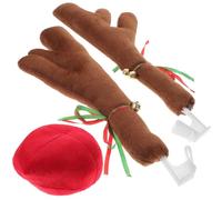 Healvian Juego de Cuernos de Reno para Coche Color Marrón Nariz, Accesorios Navideños para Automóviles, Decoración Exterior Resistente Intemperie, Compatible SUV y Furgonetas, Clip