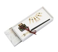 Healvian Juego de Plumas Estilográficas Vintage de 9 Piezas para Estudiantes 6 Puntas Intercambiables Cuerpo de Madera Personalizado Color Dorado Set de Caligrafía Tinta para Escritura y