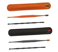 Healvian Kit de 2 Sets de Cucharas Dobles para Oídos de Acero Inoxidable y Silicona, Herramienta Resistente y Práctica para Limpieza de Cerumen en Casa