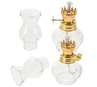 Healvian Lámpara de Queroseno de Vidrio en Miniatura 30 Ml Mecha, Set de 2 para Iluminación de Emergencia y Decoración Vintage Hogar, Adecuado para Interiores