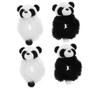 Healvian Lazos Pelo de Panda de Peluche 4 Pcs, Coleteros Adorables y Suaves de Felpa, Elásticos que No Dañan el Cabello, Aptos todo Tipo de Pelo para Usar con Amigas
