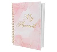 Healvian Libro de contabilidad para cheques personal, registro bancario 1 unidad, diseño mármol rojo claro, cuaderno financiero compacto para gestión y seguimiento de gastos