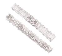 Healvian Liga De Lazo Muslo Floral Novia De Boda Cristales y Encaje Banda Pierna Gemas De Imitación Accesorio Decorativo Para Boda y Fiesta