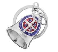 Healvian Llavero Católico de San Benito con Campana y Cruz Metálica en Acero, Accesorio para Coche Decorativo, Colgante Religioso para Protección y Obsequio Espiritual, Diseño Compacto