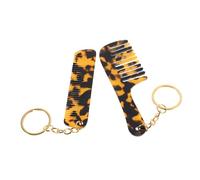 Healvian Llavero Peine Mini Acetato 2 Piezas, Estampado Leopardo, Peine Pequeño Portátil para Bolso y Bolsillo, Accesorio Mujer para Peinar en Viajes y Uso Diario