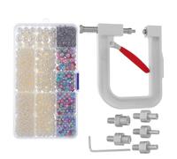 Healvian Máquina de Prensado Manual para Engarzar Perlas Remaches Redondos Herramienta para Fijación de Cuentas Kit Blanco para DIY en Sombreros Zapatos Ropa y Bolsos Accesorio para