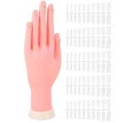 Healvian Modelo De Mano De Entrenamiento Para Manicura 1 Unidad Mano Izquierda Flexible Silicona 100 Puntas Uñas Práctica Artística Para Salón y Decoración Profesional