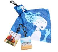 Healvian Paños De Limpieza para Gafas y Pantallas Llavero, 3 Piezas Diseños Infantiles, Microfibra Lavable Reutilizable, Accesorio Práctico para Lentes y Teléfonos Móviles, Azul y Multicolor