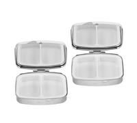 Healvian Pastillero Portátil 2 Compartimentos y Decoración de Gemas de Imitación, Mini Estuche Compacto para Medicamentos en Color Claro y Rosa, Organizador de Pastillas para