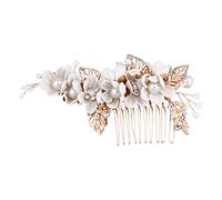 Healvian Peina De Flores Para Novia Adorno De Cabello Perlas y Peina Lateral De Boda Para De Honor y