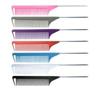 Healvian Peines para Peinar Antiestáticos 6 Piezas Colores Variados, Puntas de Acero para Peluquería Profesional, Herramientas para Cardar y Dividir Cabello en Salones y Uso Doméstico