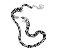 Healvian Pendiente Clip Serpiente Retro Creativo Diseño Exagerado Forma de Gancho para Derecha con de Plata y Brillo Negro o Blanco Aleatorio