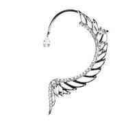 Healvian Pendientes Clip para Oreja Tipo Puño Diseño de Alas de Ángel Llenos de Cristales sin Perforación Joyas para Mujer Elegantes y Cómodos para Uso Diario y Ocasiones Obsequios