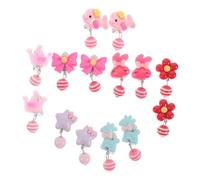 Healvian Pendientes De Clip Para Niños y Niñas, Tamaño Mediano, Acrílico Coloridos, Sin Perforación, Diseño Dibujos Animados, Ideales Para Fiestas y Disfraces, Set De 7 Pares