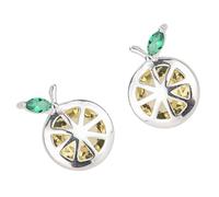 Healvian Pendientes De Limón Pureza Plata Engastado Zirconio Brillante Aros Para Orejas Forma Rodaja De Limón Accesorios Orejas Gotas Decorativas