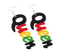 Healvian Pendientes De Reina Dije De Letra Pendientes Africanos De Madera Accesorios Africanos Para Mujer De Palabra Reina Úsalos Fiestas De Tema
