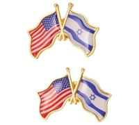 Healvian Pin de Solapa Doble Bandera de Estados Unidos E Israel en Aleación de Zinc, Símbolo de Amistad para Ocasiones Casuales, Pack de 2 Piezas