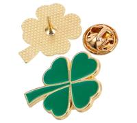 Healvian Pin de Trébol de Cuatro Hojas para Mujer, 2 Piezas de Aleación Verde, Símbolo de Suerte y Felicidad para Fiestas y Día de San Patricio