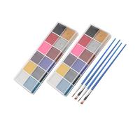 Healvian Pintura Corporal Soluble Agua De Colores Paleta De Pintura Facial Para Cosplay Teatro y Festivales De Halloween Maquillaje Lavable Para Arte Facial y Corporal