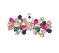 Healvian Pinza Pelo Gemas de Imitación con Diseño de Plumas de Pavo Real para Bodas Fiestas y Graduaciones