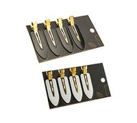 Healvian Pinzas Cabello Forma De Hoja Sin Costuras 8 Piezas Negras y Blancas Para Peluquería, Clips De Posicionamiento Ligeros y Firmes Para Flequillo y Uso Diario