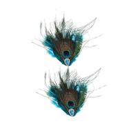 Healvian Pinzas Pelo de Pavo Real 2 Unidades Tamaño Mediano con Gemas de Imitación y Plumas de Colores para Mujer Uso en Bodas y Eventos Obsequios