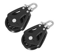 Healvian Polea de Doble Cabezal de Nailon y Acero Inoxidable para Kayak, Accesorios Marinos Rodamiento Giratorio y Bloqueo, 2 Piezas, Uso Náutico y Pilates