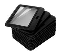 Healvian Porta Credencial Horizontal Rígido de Plástico Negro para Tarjetas de Identificación, Crédito y Acceso, Funda Transparente con Ventana, Pack de 15 Unidades para Oficina