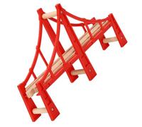 Healvian Puente Colgante Rojo de Madera para Vías de Tren, Accesorio Educativo de Juguete DIY, Modelo de Puente Decorativo Resistente para Juguetes de Aprendizaje y Construcción de Escenas