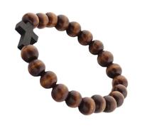 Healvian Pulsera Cristiana De Madera Con Cuentas De OracióN Y Dije De Cruz Pequeña Para Hombre Y Mujer Accesorio Religioso Para Uso Diario Y Eventos Especiales