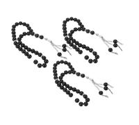 Healvian Pulsera De Cuentas De Oración Hechas A Mano, 3 Piezas, Rosario De Cuentas Negras, Joyería Religiosa Católica Para Hombres Y Mujeres