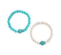 Healvian Pulsera Elástica de Cuentas Turquesas y Tortuga 2 Piezas Diseño Joyería para Mujeres Accesorio de Playa