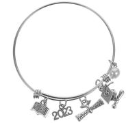 Healvian Pulsera Elegantes Ajustable de Graduación de Acero Inoxidable Dije Grabado Recuerdos de Graduación para Estudiantes 2023