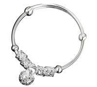 Healvian Pulsera Infantil Campana Vintage de Plata para Niñas Brazalete con Diseño Clásico Regalo para Cumpleaños y Shower