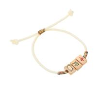 Healvian Pulsera Trenzada de Cuerda con Diseño de Mahjong Chino Joyería Feng Shui Beige Hecha Mano Resistente al Desgaste Elegante para Ocasiones Versátiles